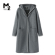 M2折扣店春秋极简风连帽中长款 宽松显瘦羊毛大衣外套 风衣女冬季