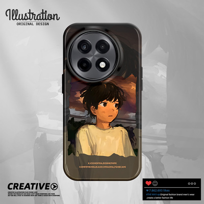 适用于一加ACE5手机壳OnePlus潮牌ACE3pro二合一磨砂菲林ace2插画男孩3v硅胶竞速版男外壳全包新款保护套