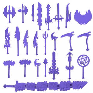 我的世界系列积木烦人的村民午夜潜行者战神之刃蛇刃武器拼装积木