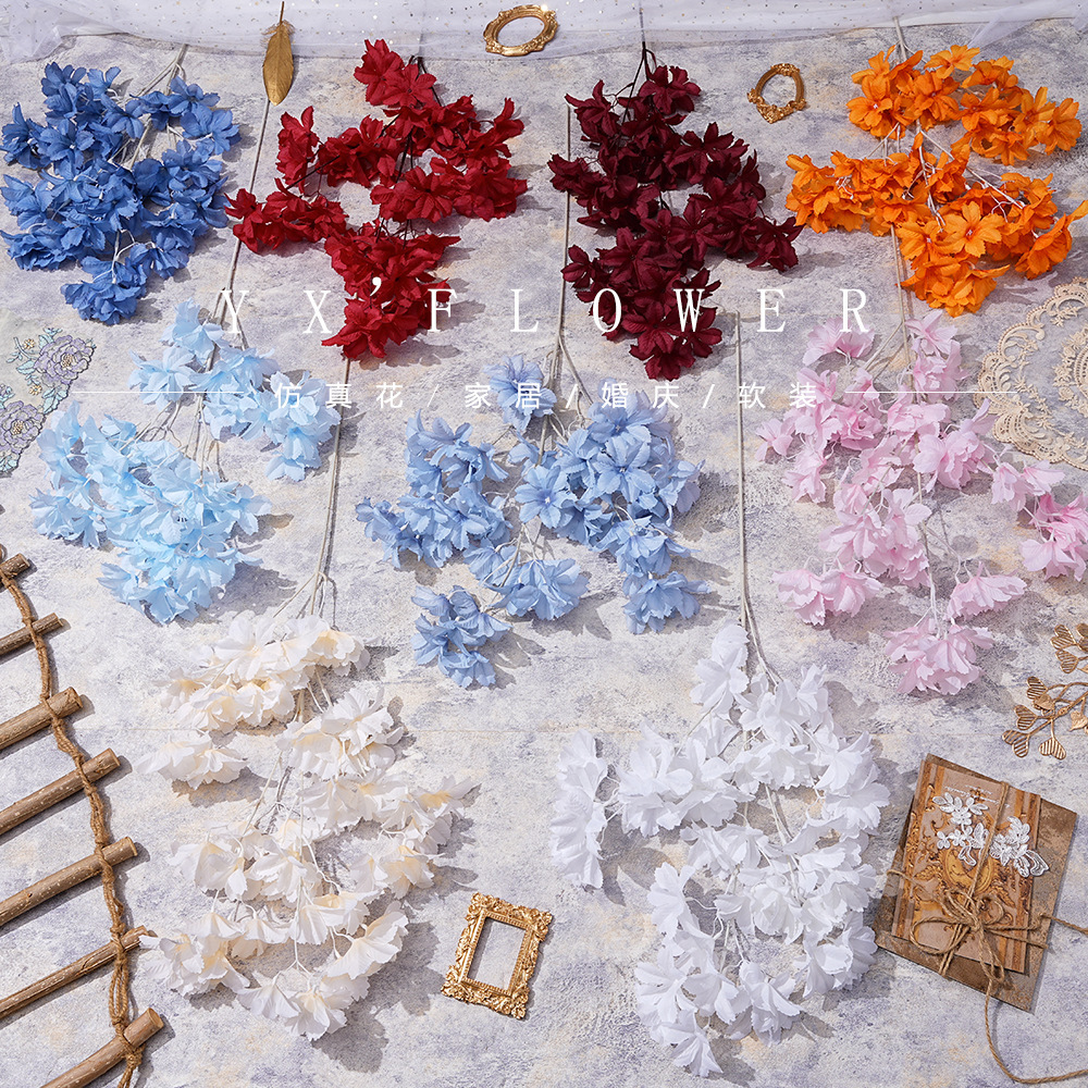 雪绒花仿真假花绢花婚庆礼堂花排路引用花高级感花艺插花造景装饰