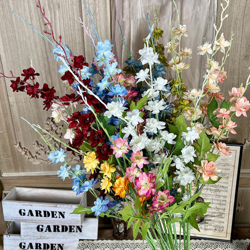 3叉龙须草仿真假花家居橱窗美陈室内软装花艺婚礼堂摆件装饰绢花