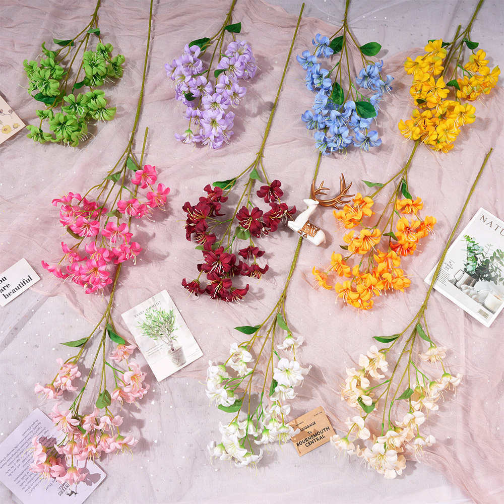 喇叭花仿真人工假花束绢花婚庆礼堂花排花艺装饰高级感客厅摆件