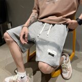 运动休闲中裤学生港风宽松纯棉五分裤411-1-k006-p38，男装休闲裤，星座410-2