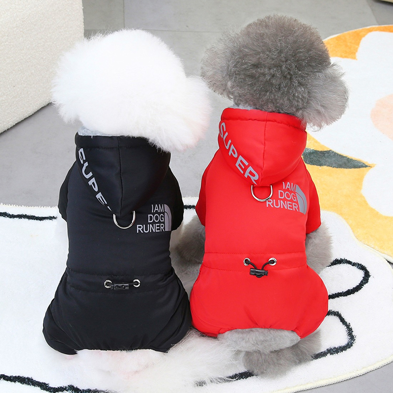 可牵引狗衣服泰迪比熊四脚衣棉衣