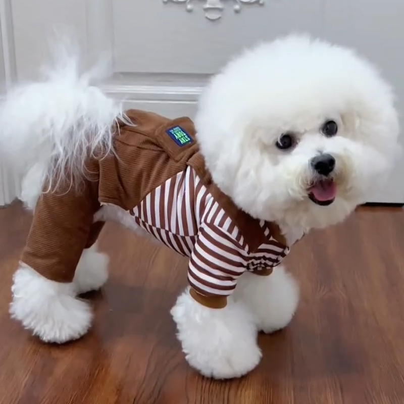 狗狗衣服秋冬款灯芯绒四脚背带裤小型犬泰迪比熊冬季加厚保暖棉衣