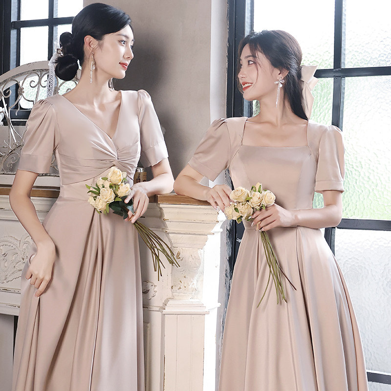 伴娘服女2024夏季新款缎面高级感