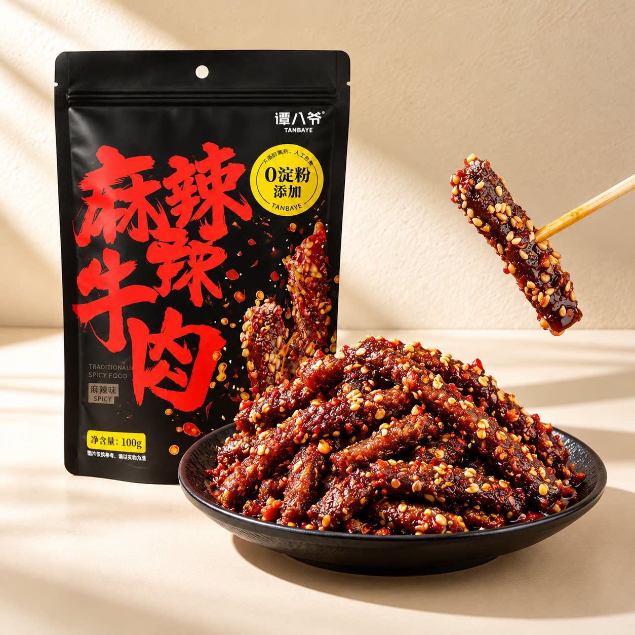 谭八爷麻辣牛肉条正宗四川特产零食休闲小吃即食熟食冷吃袋装香辣