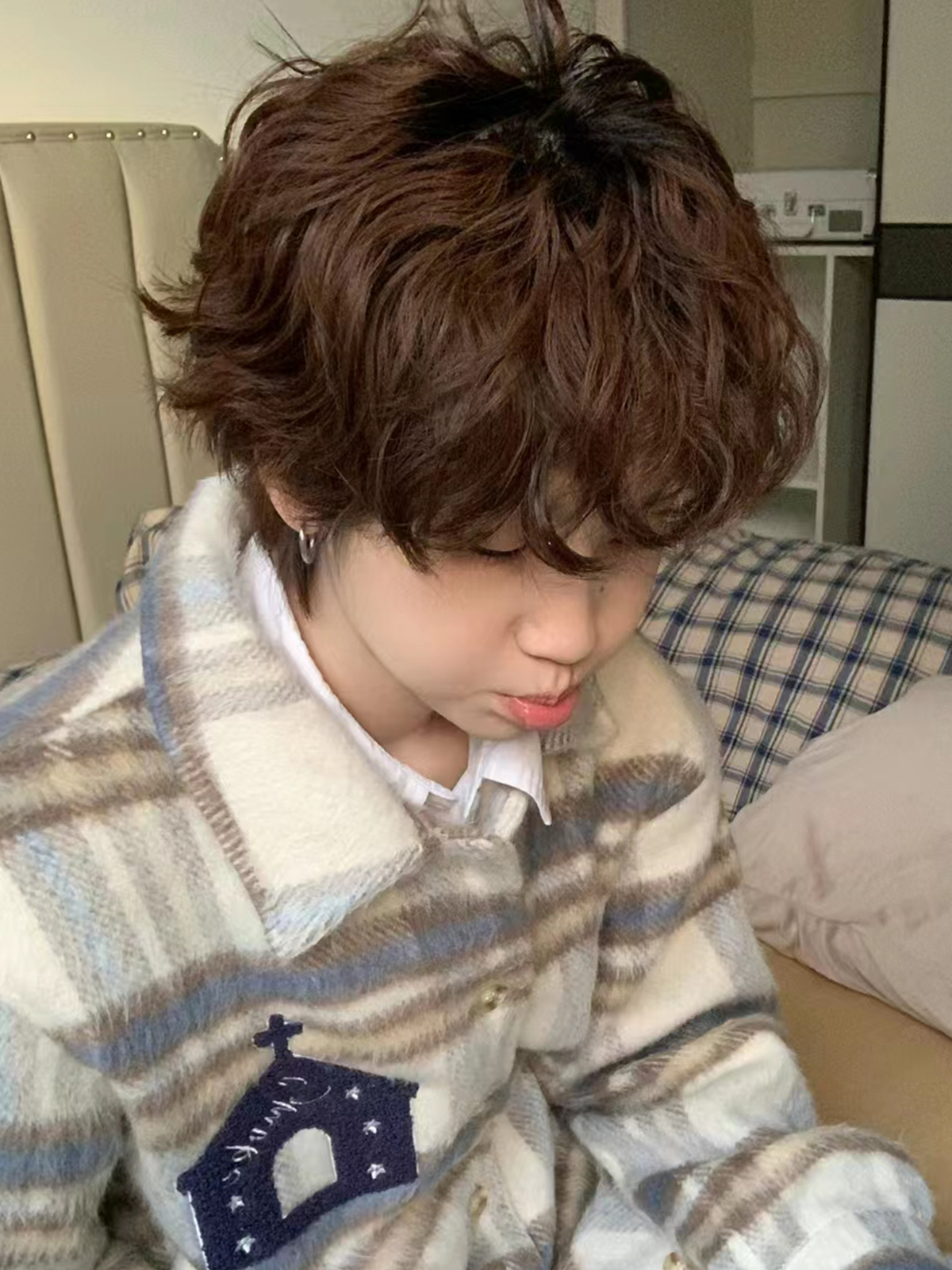 假发男帅气羊毛卷自然蓬松锡纸烫日系男士泡面头短发小卷毛全头套