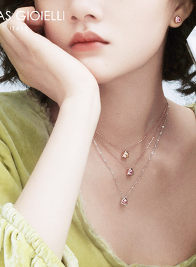 意大利OG项链饰品简约彩色元气石系列925银镀18K金项链表白礼物