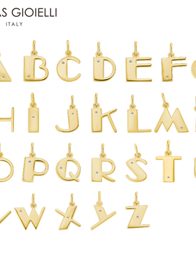 diy饰品原创银镀金镶钻字母吊坠