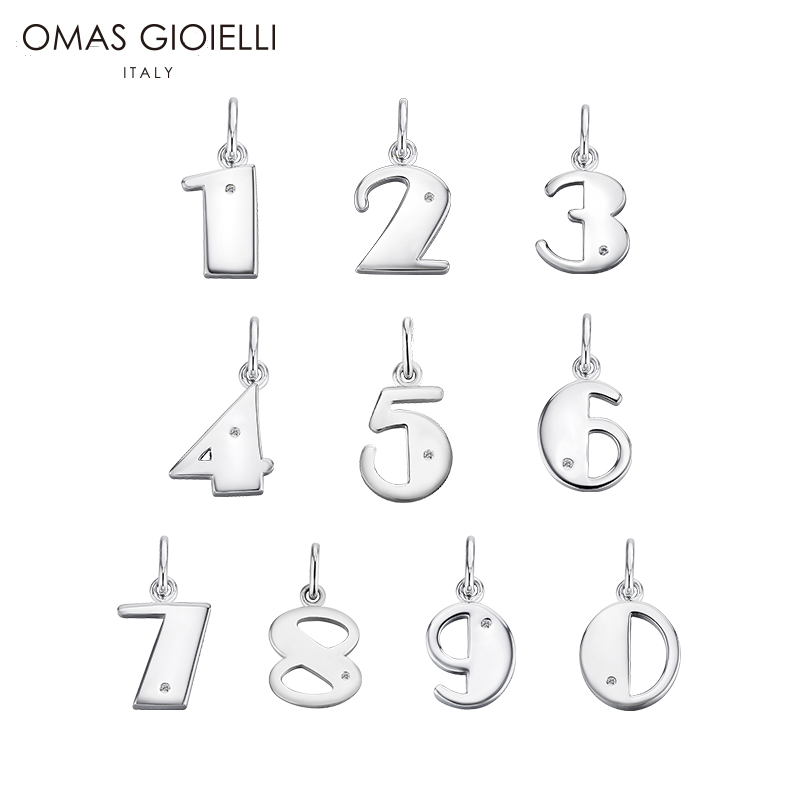 diy饰品925银镶钻原创数字吊坠