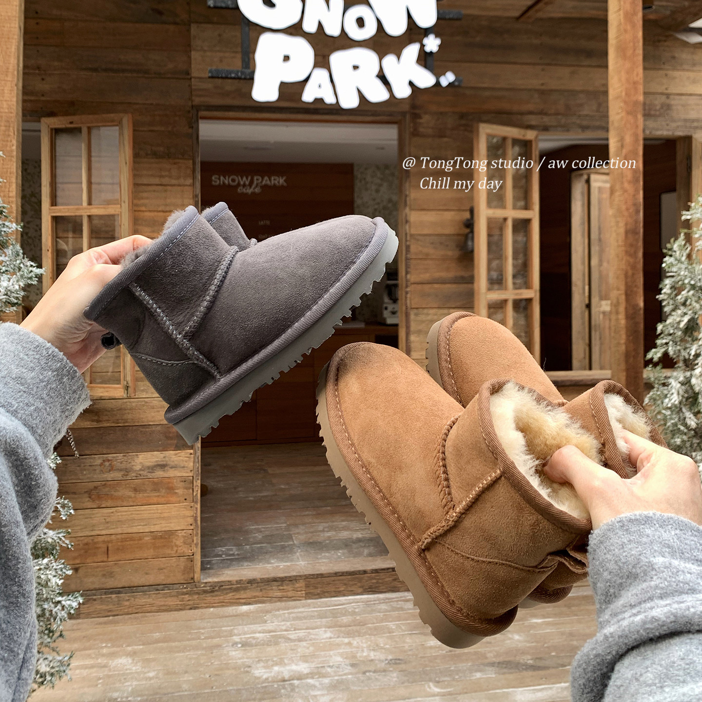 潼潼TONG亲子羊皮毛一体儿童雪地靴2025冬季新款保暖男女童棉鞋