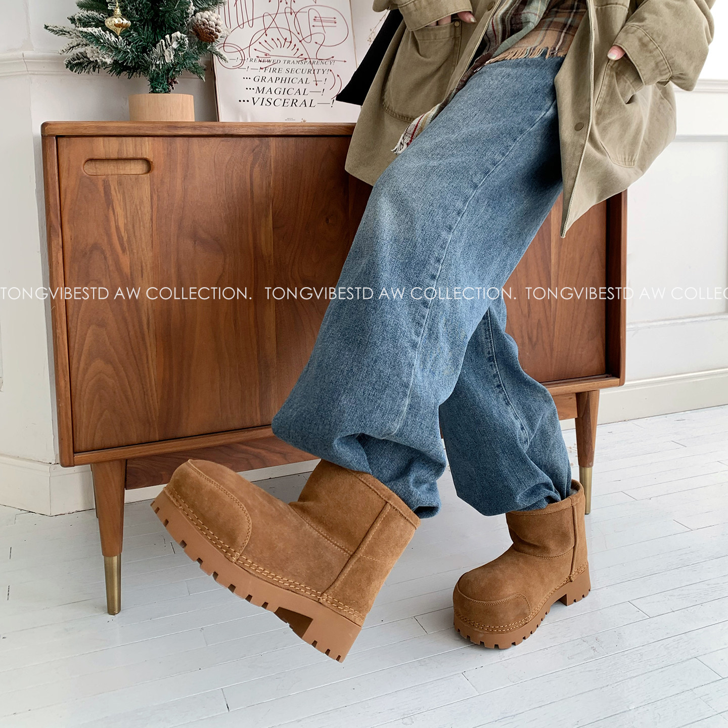 潼潼TONG大头厚底雪地靴女皮毛一体2025冬新款加绒加厚短中筒棉鞋,女鞋,时尚雪地靴,淘宝优惠券,粉丝福利购,淘宝优惠卷