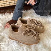 潼潼TONG厚底增高大头面包鞋 真皮胖丁丑萌休闲板鞋 女2026春季 新款