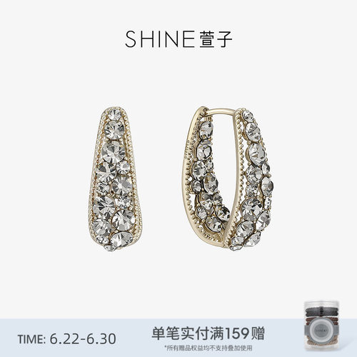 SHINE萱子复古时髦灰钻耳圈