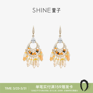 SHINE萱子原野牧歌系列民族风捕梦网耳环波嬉风耳钩生日礼物