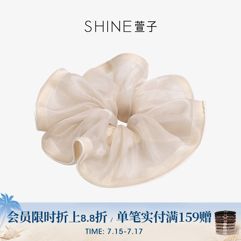 SHINE萱子饰品都市简约轻纱发圈慵懒感堆叠发绳欧若风发饰春夏