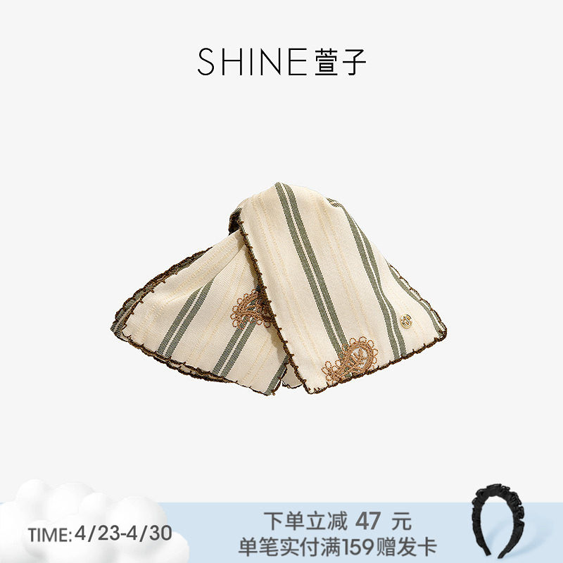 SHINE萱子饰品简约百搭白绿条纹抓夹女撞色三角发夹早春发饰