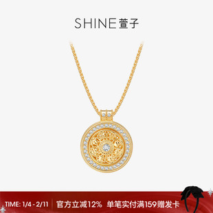 SHINE萱子饰品拉丝古法金系列精致奢华罗盘套链新中式毛衣链长链