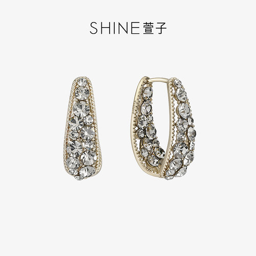 SHINE萱子复古时髦灰钻耳圈