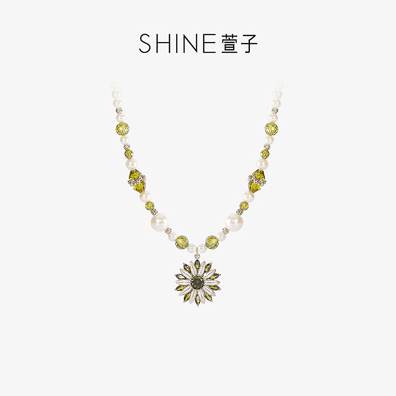 SHINE萱子绿光森林系列花朵项链