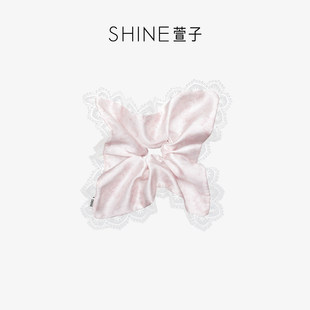 SHINE萱子饰品海棠系列花朵印花蕾丝方巾发圈 七七酱直播间
