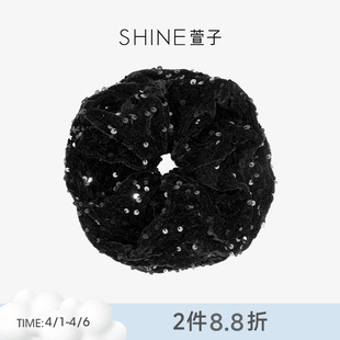SHINE萱子饰品优雅气质黑色加厚大肠发圈氛围感皮筋发绳通勤