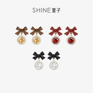SHINE萱子饰品蝴蝶结水钻耳环设计耳坠耳饰爆款