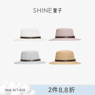 草帽氛围感平顶帽度假风帽子春夏遮阳帽 SHINE萱子饰品优雅法式