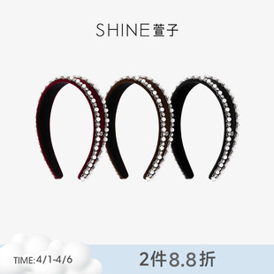 SHINE萱子饰品优雅气质珍珠发箍百搭宽发卡女丝绒