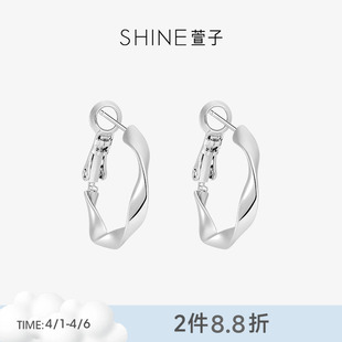 SHINE萱子饰品极简扭曲耳圈性冷淡风百搭耳环生日礼物早春配色