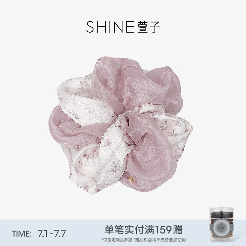 SHINE萱子饰品柔雾玫瑰系列氛围感大肠发圈头绳约会穿搭 - 实物图