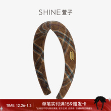 SHINE萱子饰品优雅复古格纹发箍女高颅顶发卡氛围感新年配饰