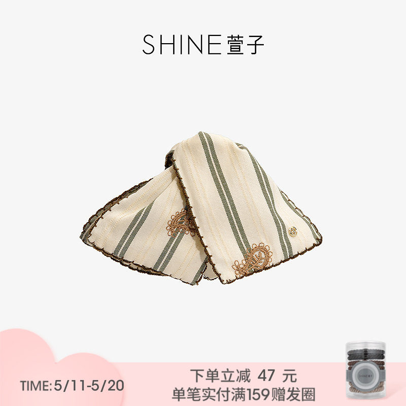SHINE萱子饰品百搭白绿条纹抓夹女撞色三角发夹520约会穿搭