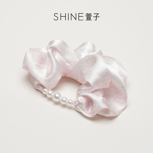 【七七酱直播间】SHINE萱子饰品海棠系列印花缎面发圈珍珠发绳DB