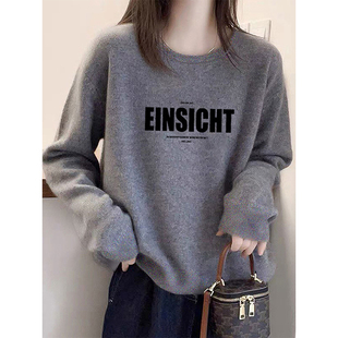 上衣 韩系加厚宽松内搭打底衫 灰色德绒正肩长袖 T恤女冬2025新款