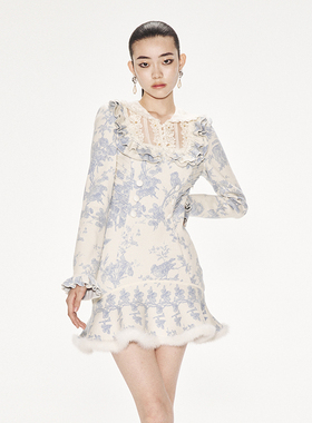 lefame拉飞姆活力复古少年感约依印花针织连衣裙