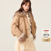 短款 lefame拉飞姆2025冬季 拼接波嬉风卡其色风衣式 时尚 羽绒服 新款