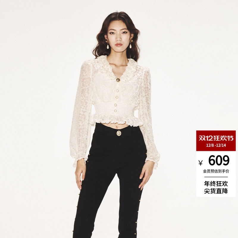 lefame时尚百搭丝绒上衣