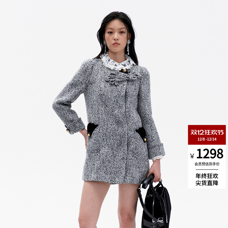 冬季夹棉毛呢外套大衣LEFAME