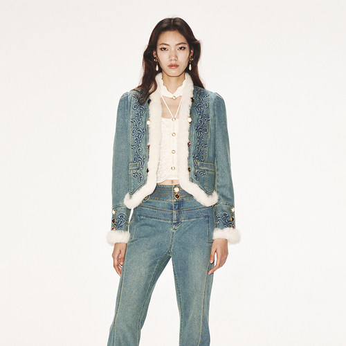 lefame常规H型牛仔外套