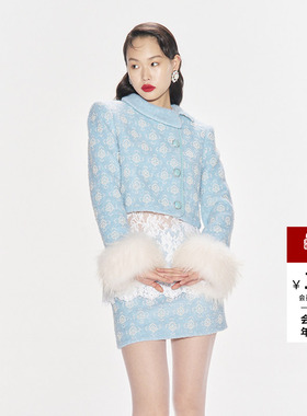 lefame拉飞姆秋季浪漫优雅千金风珍珠装饰短外套