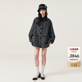 领波点植绒落肩毛呢外套上衣 高级感衬衫 lefame拉飞姆2025冬季 新款