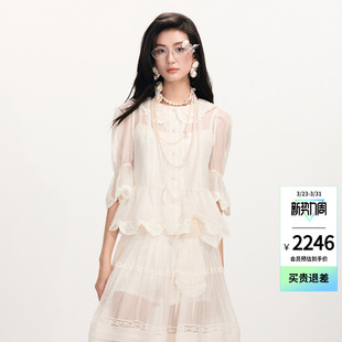 宫廷风欧根纱绣花上衣显瘦女含内搭 时尚 lefame拉飞姆2026春季 新款