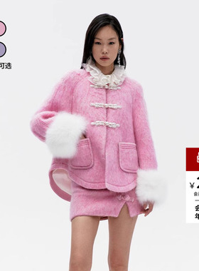 lefame拉飞姆冬季东方老钱风新中式衬衫款呢料外套女温柔显瘦气质