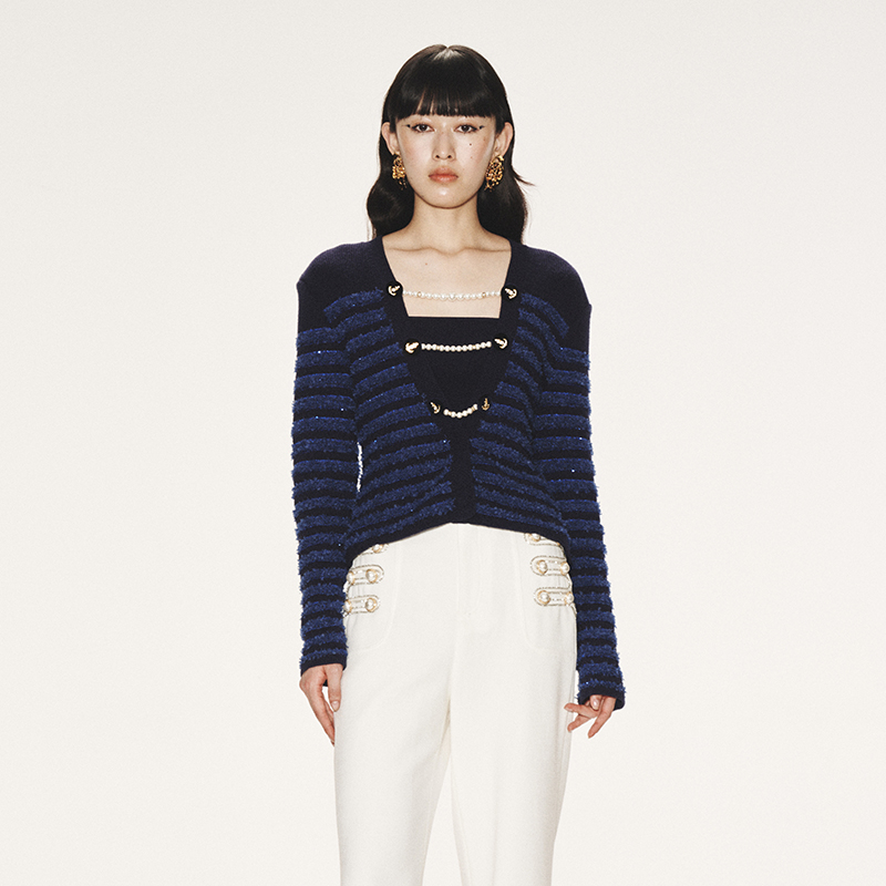 LEFAME海军风针织上衣