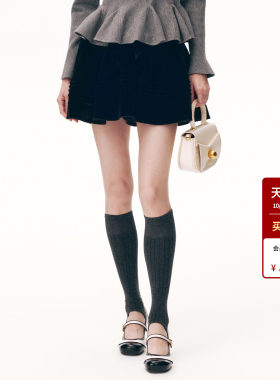 lefame拉飞姆2026秋冬新款时尚蝴蝶结丝绒A字半裙短裙女小众设计