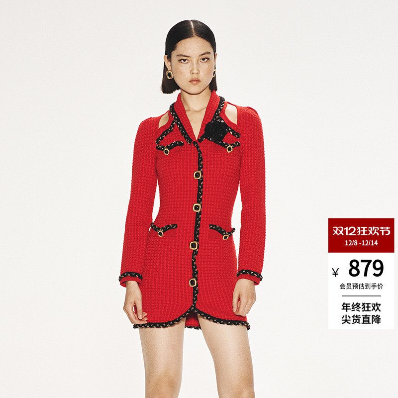 lefame复古港风毛织连衣裙