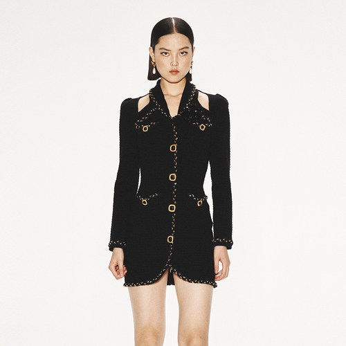 lefame复古港风毛织连衣裙