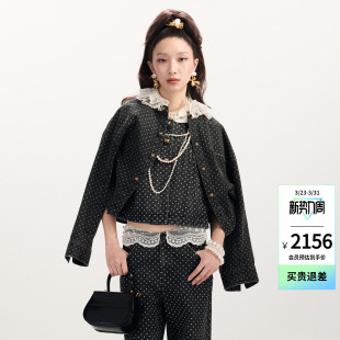 洛可可双层领波点廓形茧型牛仔外套 时尚 lefame拉飞姆2026春季 新款